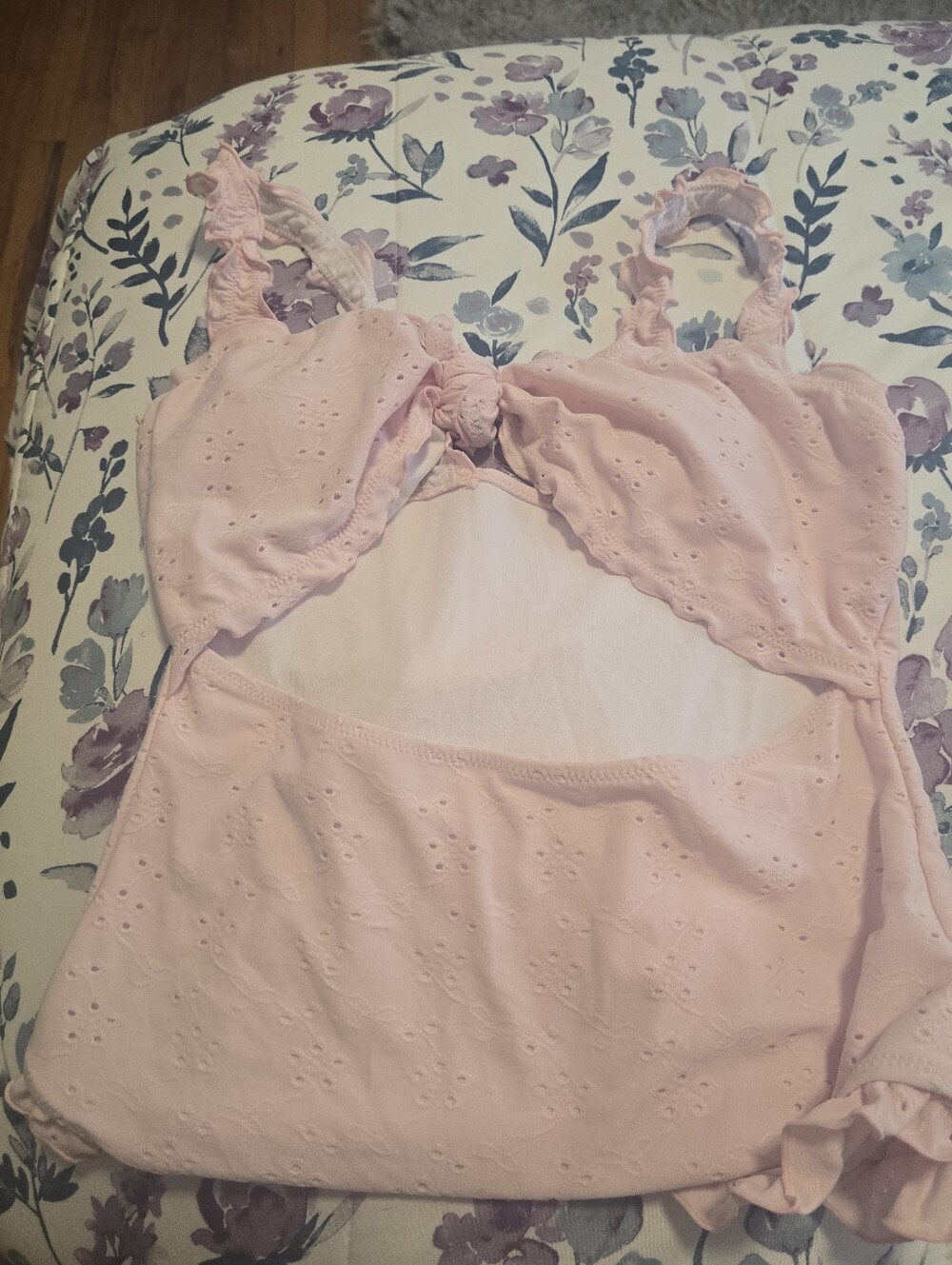 Pink Eyelet Ruffle One-Piece Swimsuit - Picture 2 of 7